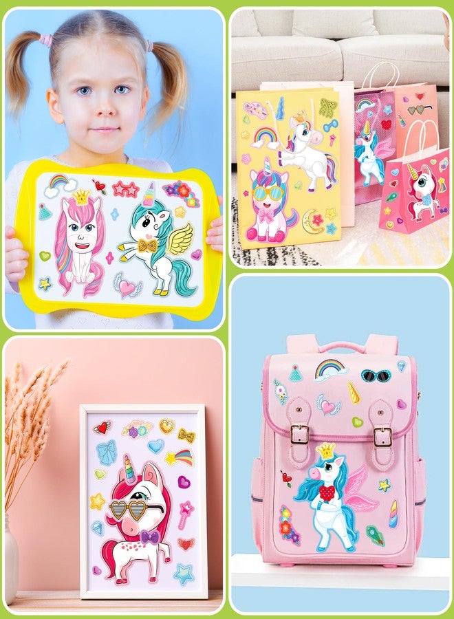 Greingways 24 Pcs Make Your Own Unicorn Sticker Sheet, Unicorn Party Favors Face Stickers for Kids Girls Toddlers Crafts Activities Bags Birthday Party Favors Valentines Day Gifts for Kids Classroom - Image 2